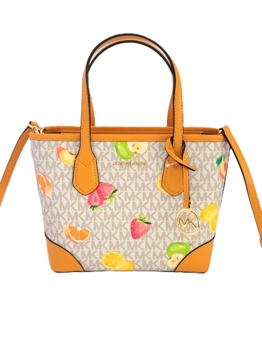 Michael Kors Eva XS Convertible Top Zip Tote Crossbody Handbag Rad Orange Fruit